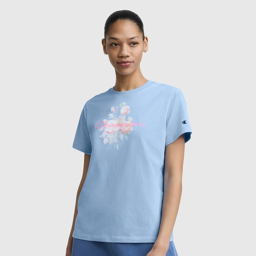 Blurred Roses T-shirt met print, C Logo