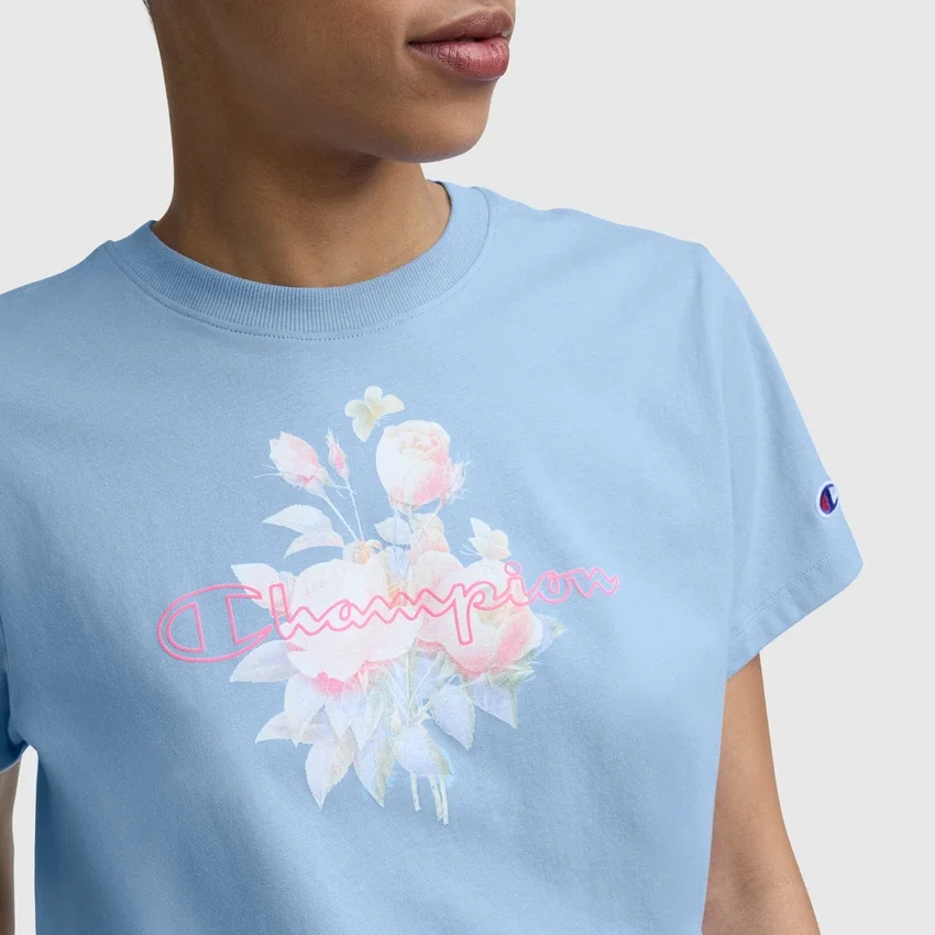 Blurred Roses T-shirt met print, C Logo
