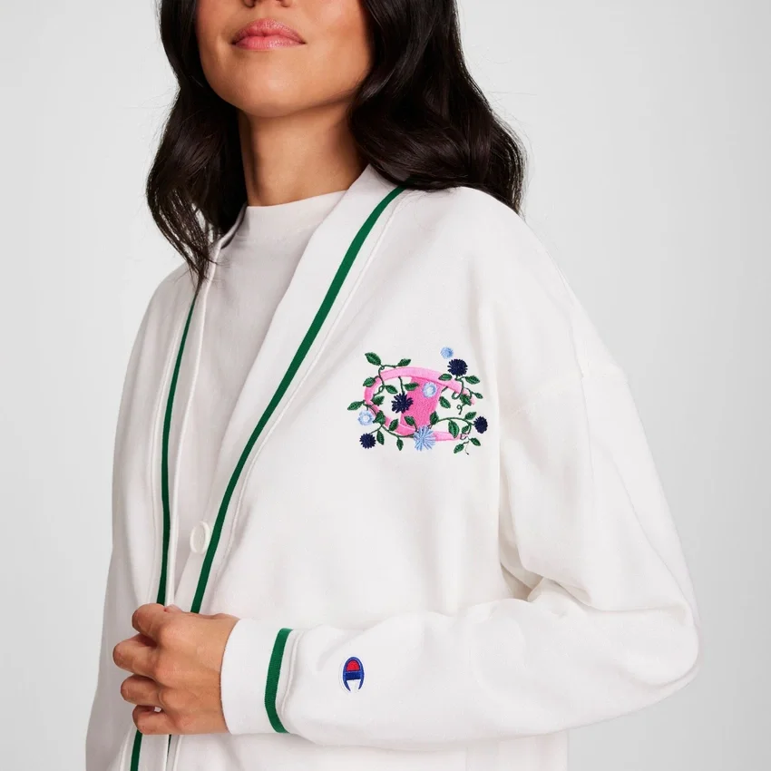 Country Club-vest, geborduurd bloemenlogo met „C“ Logo