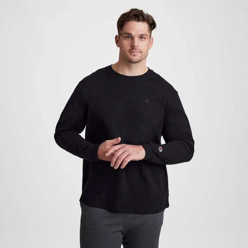 Klassiek T-shirt met lange mouwen, geborduurd C Logo – Big & Tall