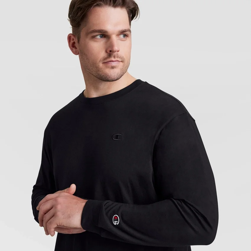 Klassiek T-shirt met lange mouwen, geborduurd C Logo – Big & Tall