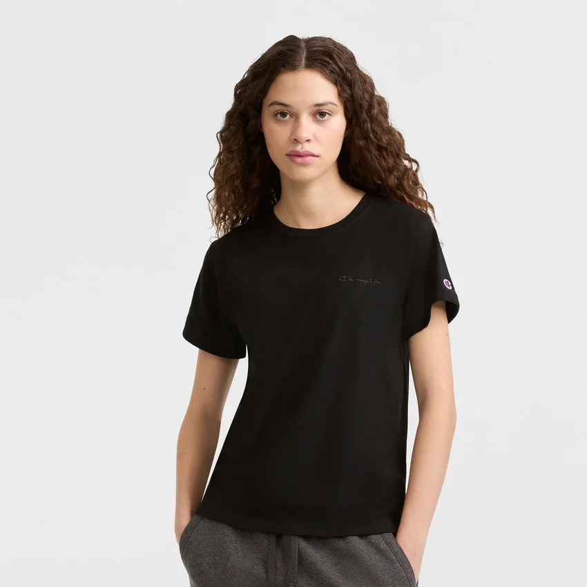Klassiek T-shirt, ton-sur-ton opschrift op de linkerborst