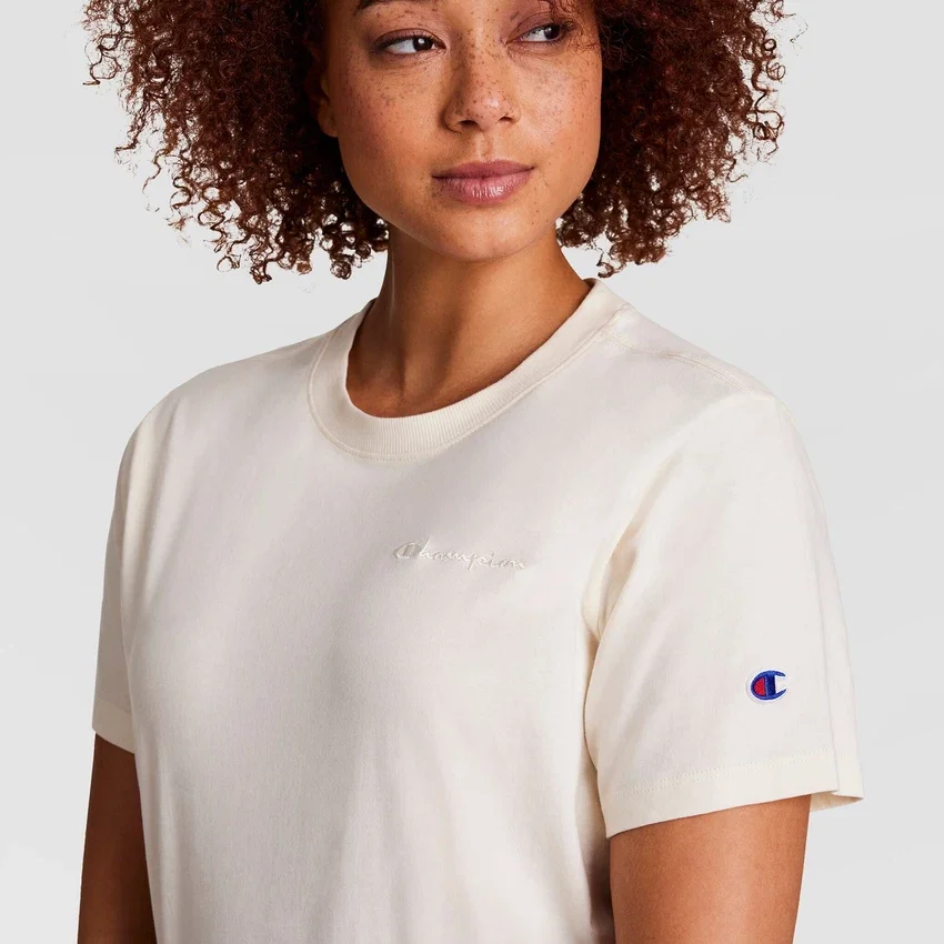Klassiek T-shirt, ton-sur-ton opschrift op de linkerborst